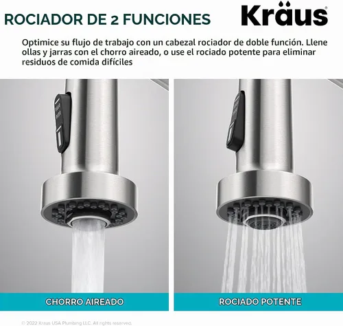 Vista 9 de KRAUS Bolden KPF-1610BB - Grifo de cocina extraíble de una sola manija de estilo comercial con 2 funciones en latón cepillado sin manchas, KPF-1610BB