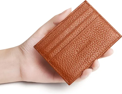 Vista 7 de Cartera de tarjeta de crédito de cuero genuino, billetera minimalista, inserciones de billetera delgada, 003, Estuche para tarjetas de crédito