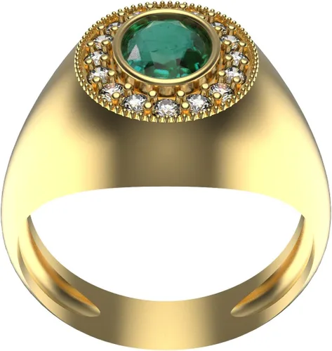 Vista 3 de Anillo de compromiso de oro de 14 quilates con esmeralda cruda para hombre y mujer