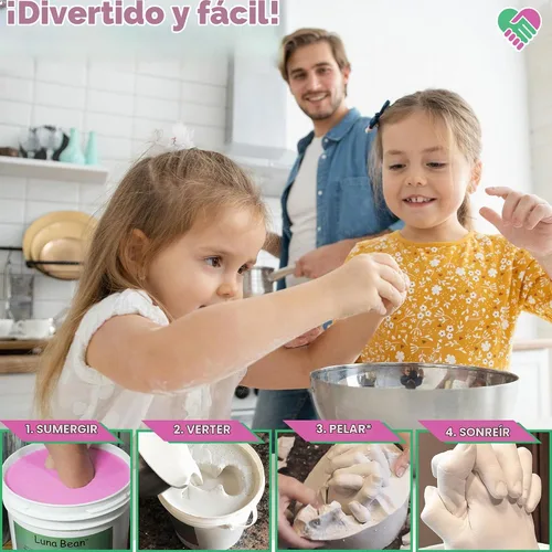 Vista 6 de Polvo moldeable de alginato Create-A-Mold para crear distintas formas Alginato no tóxico que cambia de color: suficiente material para 2 manos