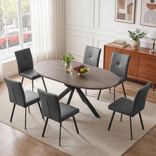 Vista 7 de HIPIHOM 43.2"-59.1" Extendable Round Dining Table Mesa de roble