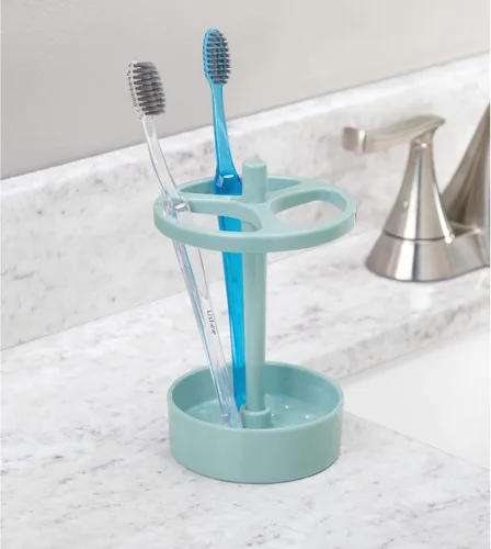 Vista 2 de iDesign Franklin - Soporte para cepillo de dientes XL de plástico sin BPA, 3.75 x 3.75 x 5.75 pulgadas, aguamarina