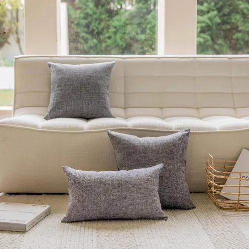 Vista 6 de Home Brilliant Funda de almohada de lino de 18 x 18 pulgadas, almohada decorativa para cama, sofá, sala de estar, 1 unidad, color gris ceniza