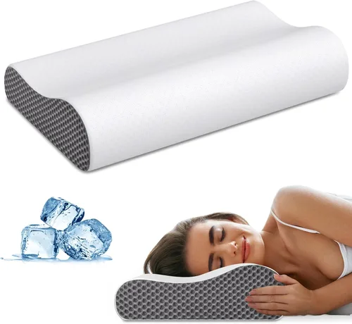 Vista 9 de Almohada cervical para aliviar el dolor de cuello, almohadas de espuma viscoelástica de contorno para dormir, almohada ergonómica ajustable