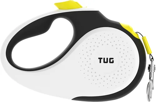Vista 7 de TUG Monochrome XL 360° Correa retráctil libre de enredos para perros 26 pies de cinta de nailon resistente Freno de una sola mano, pausa y Negro