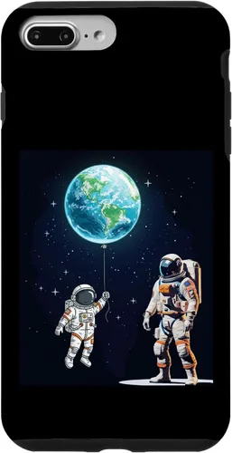 Vista 12 de Astronauts in Space Parent & Child in spacesuits with Planet Case for iPhone 16