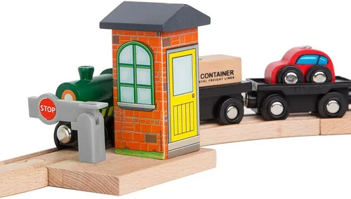 Vista 2 de ORBRIUM Juego de accesorios de pistas de tren de madera, punto de control de parada/marcha, compatible con Thomas & Friends Wooden Railway, Brio