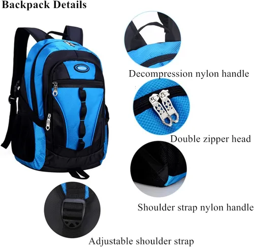 Vista 4 de Mochila escolar deportiva para niños con bloqueo de color, mochila escolar intermedia, mochila para estudiantes de primaria para niñas y niños