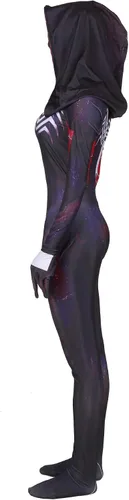 Vista 3 de Trajes de cosplay para Halloween, cuerpo de elastano, color morado Zentai para mujer