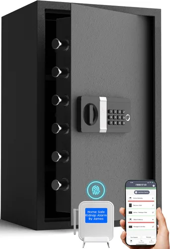Vista 15 de FORFEND Smart Home Safe Caja de seguridad WiFi con aplicación de bloqueo/alarma Comando de voz, alarma de secuestro, detección de manipulación