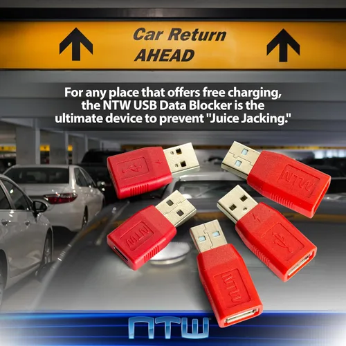 Vista 6 de NTW Bloqueador de datos USB/adaptador de cargador - Carga segura, protección de sincronización de datos, prevención de extracción de jugos - Solo