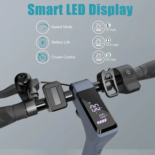 Vista 7 de Caroma Electric Scooters, Electric Scooter Adults, 800W Peak Motor, 25Miles Range&20Mph, Foldable E Scooter, Cruise Control, Dual Braking System,App