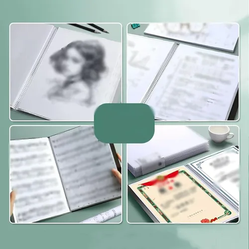 Vista 7 de Carpeta de archivos A4 Carpeta de libro de datos con inserción transparente, carpeta de archivos de varias capas, carpeta de clasificación y Blanco
