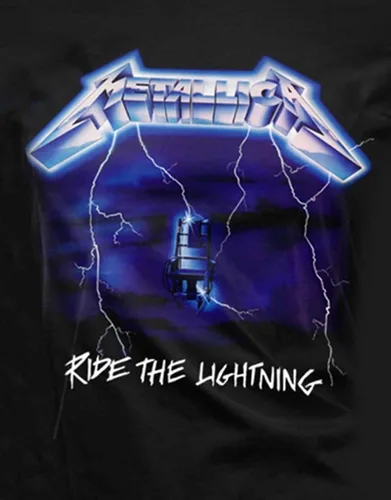 Vista 3 de Metallica Camiseta Ride The Lightning Tracks Oficial Mujer Junior Fit Negro