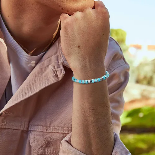 Vista 7 de SIUMAL Pulsera para hombre, pulseras bohemias de acero inoxidable para hombres, pulseras de cuentas, regalos de joyería para marido, padre, amigos