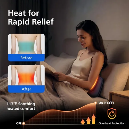 Vista 4 de PHILIPS Back Massager with Heat, Deep Tissue Massage Pillow for Relaxation