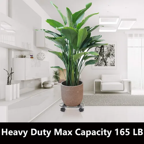Vista 2 de Organizador para plantas con ruedas de hierro de metal resistente, soporte grande para plantas en maceta, para interiores y exteriores, jardín