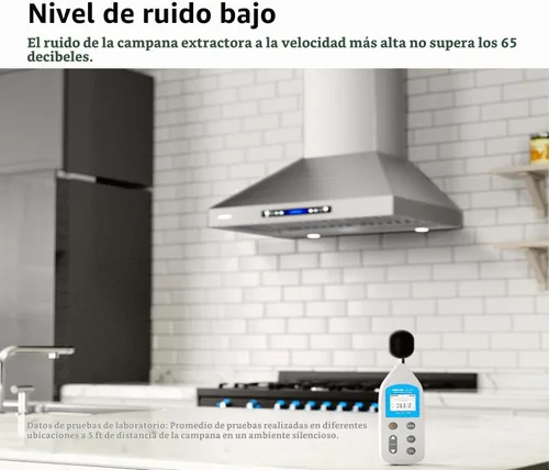 Vista 9 de IKTCH Campana extractora de montaje en pared de 30 pulgadas 900 CFM convertible, ventilación de chimenea de cocina de acero inoxidable con sensor