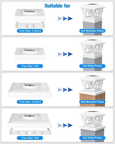 Vista 3 de VOLISUN Paquete de 4 luces solares para postes para exteriores, con bombillas LED Edison, 2 ajustes de brillo, luces para poste de valla alimentadas