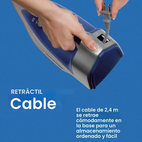 Vista 4 de Plancha de vapor Hamilton Beach con cable retráctil, con 3 formas de apagado automático & placa Durathon (19803)