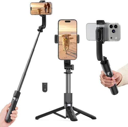 Vista 7 de ORICO Trípode portátil de aluminio para selfies, mini trípode de 26 pulgadas para iPhone, soporte extensible con control remoto inalámbrico