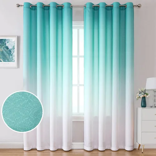 Vista 10 de WUBODTI 2 paneles de cortinas traslúcidas color negro degradado para dormitorio, sala de estar, 84 pulgadas de largo, 2 paneles de cortinas
