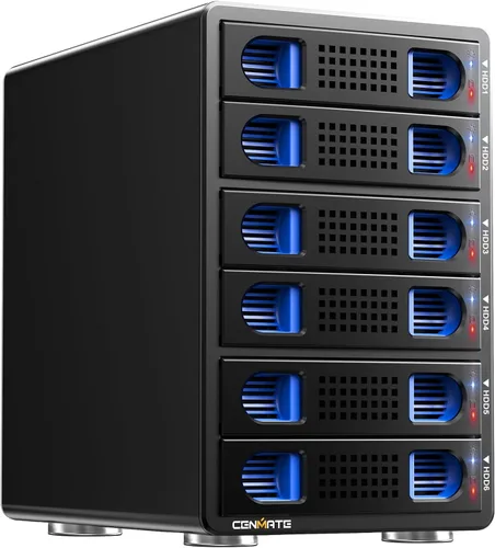Vista 15 de CENMATE Caja de Disco Duro de Aluminio de Doble Bahía con Ventilador de Enfriamiento para HDD/SSD SATA de 2.5"/3.5" con USB A/C 3.0, Soporte