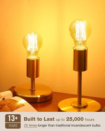 Vista 2 de Bombillas Lafoy A19 E26 ámbar 2200K de luz cálida suave, bombillas LED Edison vintage 60 vatios equivalentes, estilo antiguo ajustable de moda