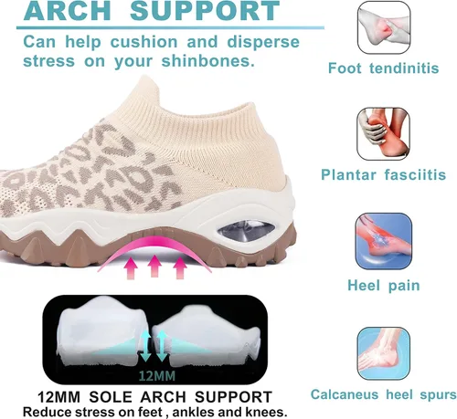 Vista 3 de ENOSKY Zapatos antideslizantes para mujer zapatos de soporte de arco para mujer zapatos de aumento de altura zapatos de trabajo para mujer zapatos