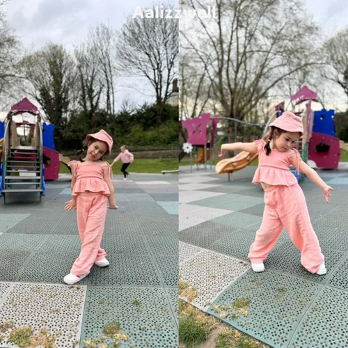 Vista 2 de Aalizzwell Traje de verano para niñas pequeñas con sombrero de 1 a 5 años