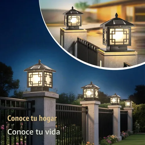 Vista 3 de SLAWA Farol de Iluminación Solar de 9.8 Pulgadas para Exteriores, Luz para Tapas de Postes con Lámpara de Columna LED Alimentada por Energía Solar