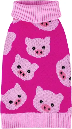 Vista 19 de CuteBone Suéter de calavera de Halloween para perros pequeños, cuello alto, ropa de invierno para mascotas, ropa de gato con agujero para arnés