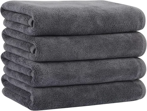Vista 10 de KinHwa Toallas de mano de microfibra para baño, toallas faciales suaves y absorbentes, para baño, spa, gimnasio, 16 x 30 pulgadas, paquete de 2 Gris