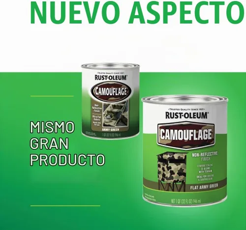 Vista 2 de Rust-Oleum 379561 - Pintura especial de camuflaje, cuarto, verde ejército mate, (Paquete de 1)
