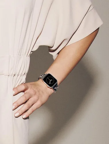 Vista 5 de Anne Klein Pulsera de cadena de moda para Apple Watch, segura, ajustable, correa de repuesto para Apple Watch, se adapta a la mayoría de muñecas
