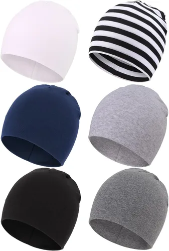 Vista 19 de DRESHOW BQUBO - Paquete de 6 gorros de bebé para niños y niñas, unisex, gorro de punto suave, gorro de guardería para recién nacidos, niños pequeños