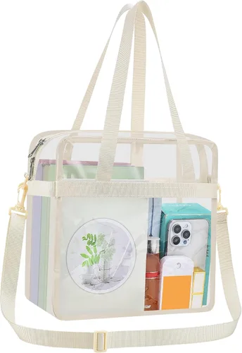 Vista 20 de USPECLARE Clear Tote Bag for Stadium Events, 12x6x12 Transparent Stadium Bag for Work, Sports Games,Gym，Concerts