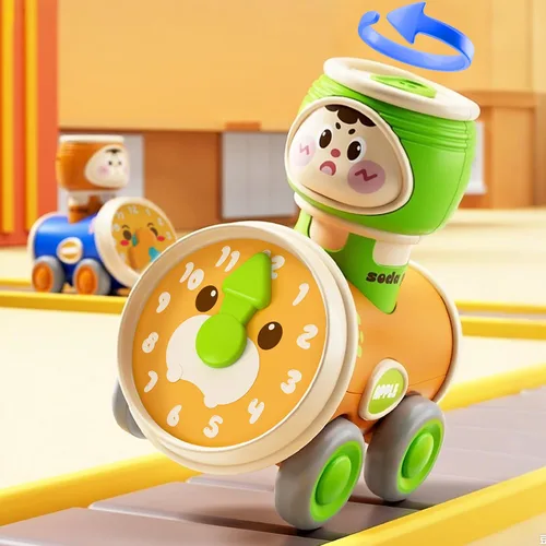 Vista 3 de iPlay, iLearn Press to Go - Juego de juguetes de coche para niños pequeños de 1 a 3 años, coches de carreras de fricción para bebés, juego