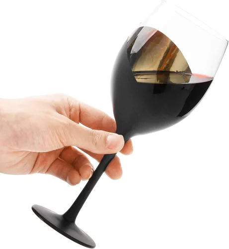 Vista 8 de MyGift Juego de 4 Copas de Vino, Copas de Vino Tinto de 14oz, Cristalería Moderna Negro Mate y Dorado, Elegantes Copas de Bar para Bodas, Fiestas