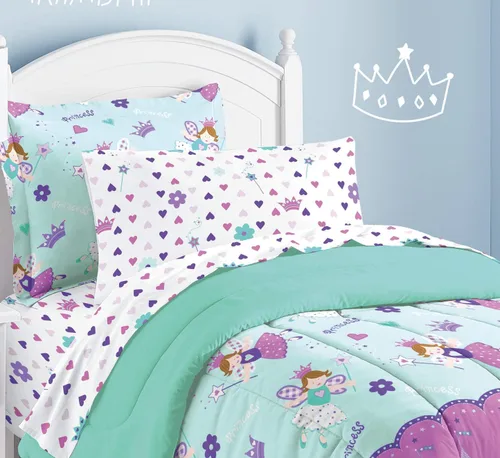 Vista 151 de Dream Factory Dinosaur Blocks - Juego de edredón de microfibra ultrasuave para niños, color azul, tamaño individual Bloques de dinosaurios azules
