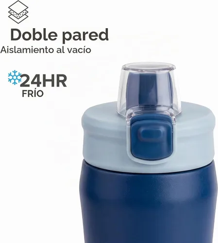Vista 4 de Manna Botella de acero inoxidable con tapa de bloqueo a presión y boquilla para sorber - 16 onzas - Blazer Powder Coat