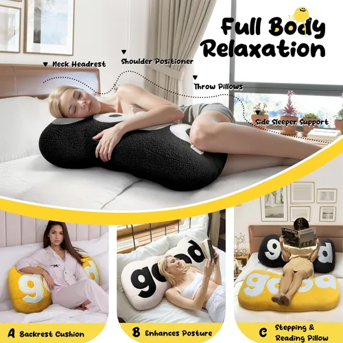 Vista 2 de Johnear Almohada de cabecera negra de felpa para lectura, almohada de apoyo para la espalda, almohada para cama sentada, sofá cama para adultos