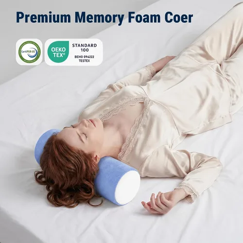 Vista 8 de Almohada Enrollable Cervical para Alivio del Dolor de Cuello - Almohada de Espuma Viscoelástica para Cuello para Cama, Almohada Redonda para Cuello