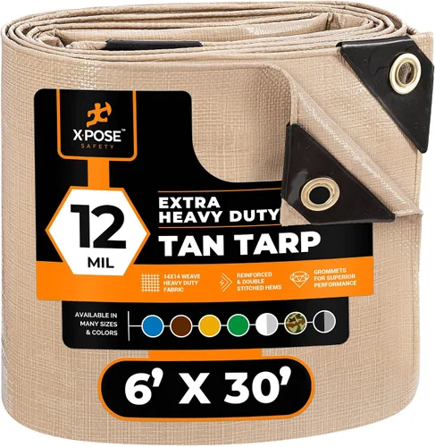 Vista 80 de Xpose Safety Lona protectora de polietileno plateado resistente de 5 x 7 pies - Funda protectora multiusos - Duradera, resistente al agua
