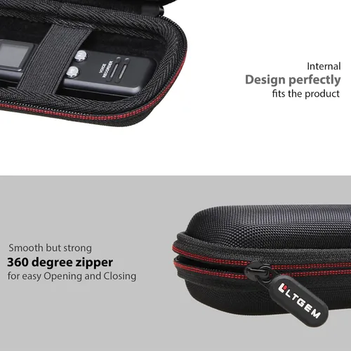 Vista 4 de LTGEM - Funda compatible con grabadora de voz digital activada por voz (interior: 4.1 x 2.1 x 0.7 pulgadas), color negro