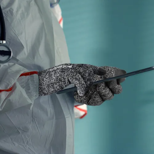 Vista 7 de COOLJOB Guantes de invierno de punto polar cálido para hombres y mujeres, dedos de pantalla táctil, agarre de silicona antideslizante y puño elástico