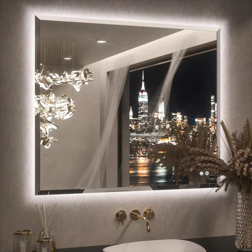 Vista 12 de Keonjinn - Espejo de 48x30 pulg retroiluminado LED para baño/tocador, luz de 3 colores ajustables blanca/cálida/natural, lúmenes altos, montaje