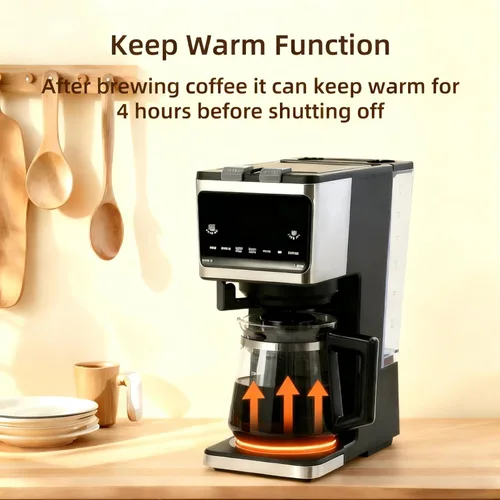 Vista 3 de Máquina de café 3 en 1 de una sola porción, cafetera programable de 12 tazas, compatible con cápsulas Kcup, café molido, cápsulas de café, té