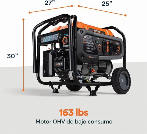 Vista 6 de Generac - Generador de gas portátil de 6,875 vatios de arranque, con EFI y kit de mango 5,500 Running Watts, Home Backup, RV Ready, Quiet, Long