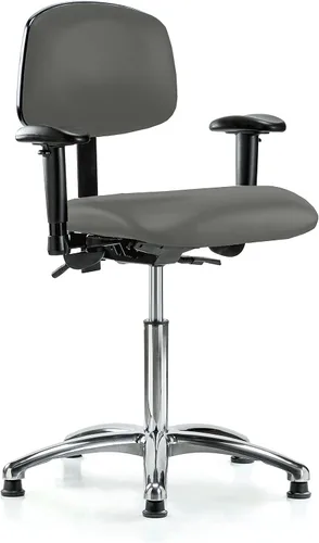 Vista 82 de PERCH - Silla giratoria con ruedas para alfombra o linóleo, cromado, Textil, Tela negra